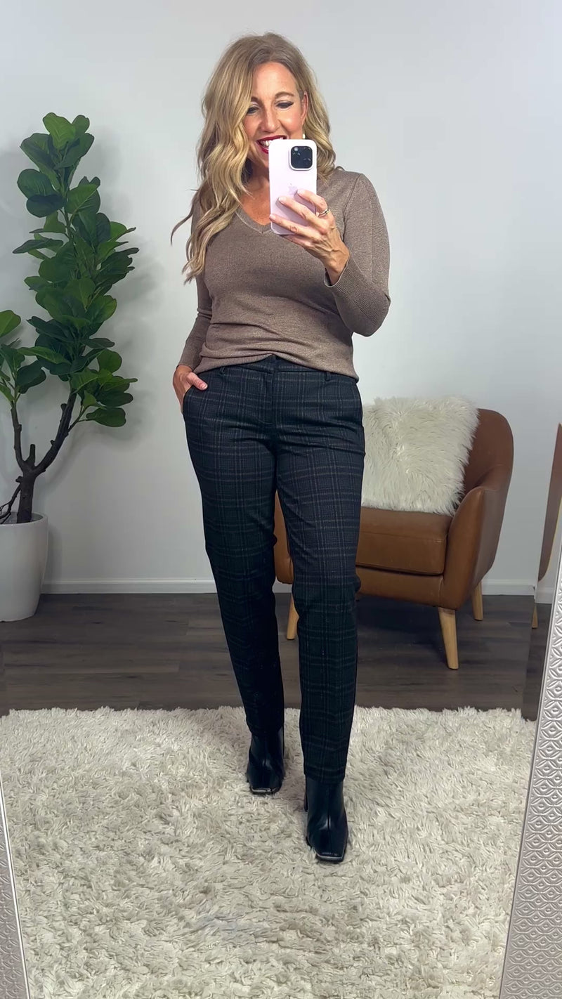 Liverpool Tartan Kelsey Trousers : Black/Mocha