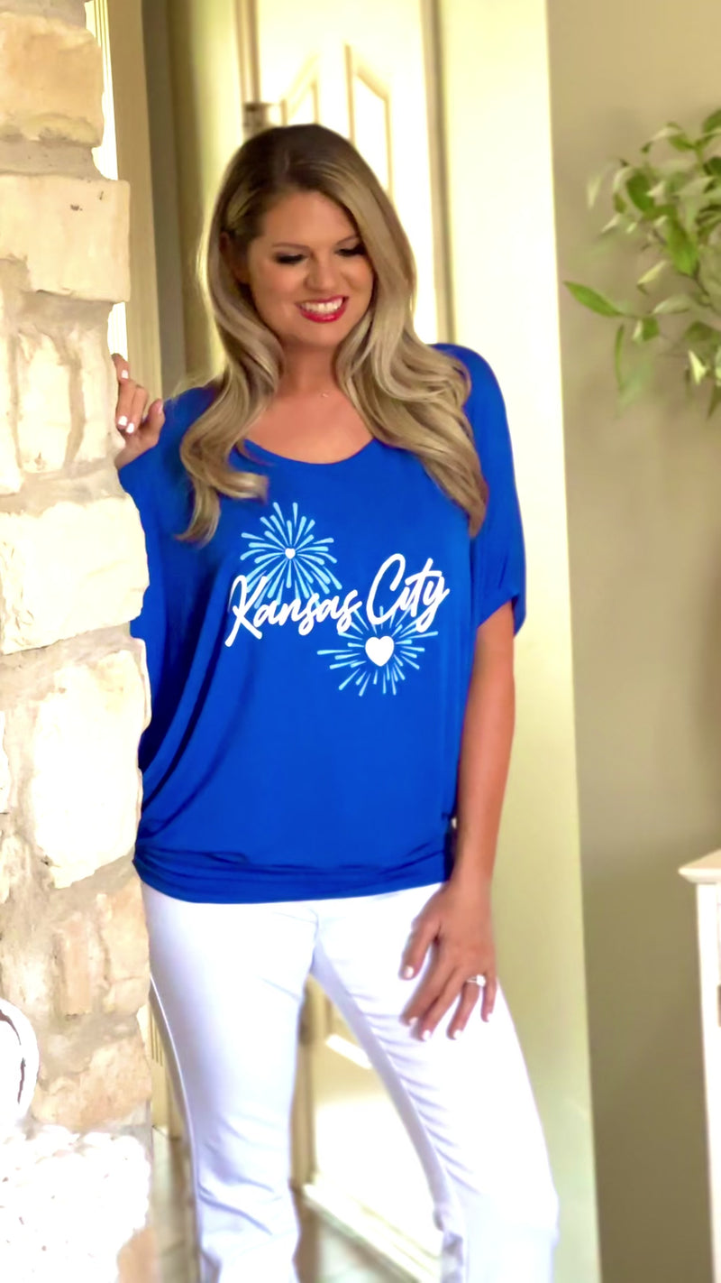Kansas City Dolman Fireworks Top : Royal