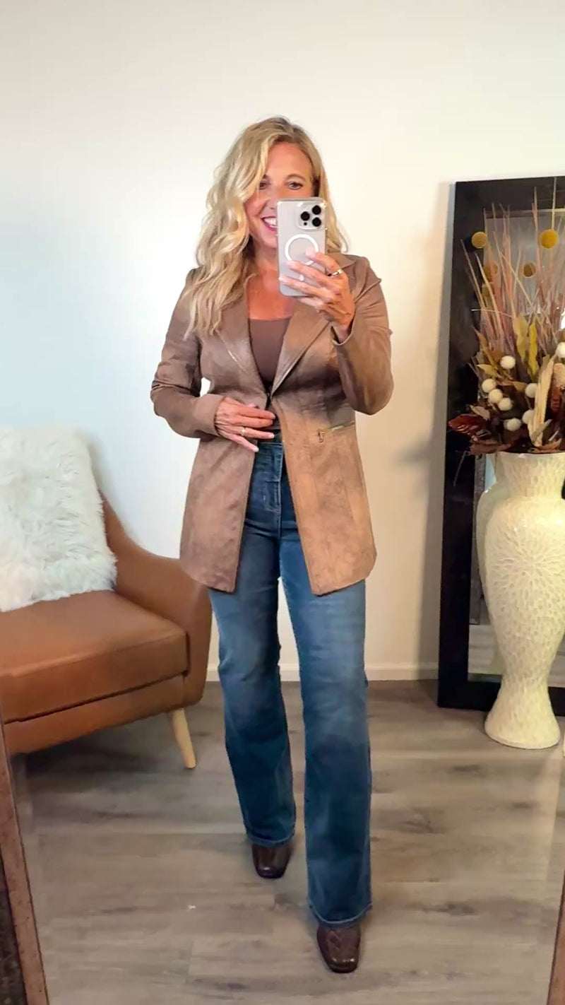 Charlie B Deka Faux Suede Jacket : Truffle