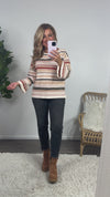Liverpool Bardot Boatneck Textured Sweater : Rust/Cream