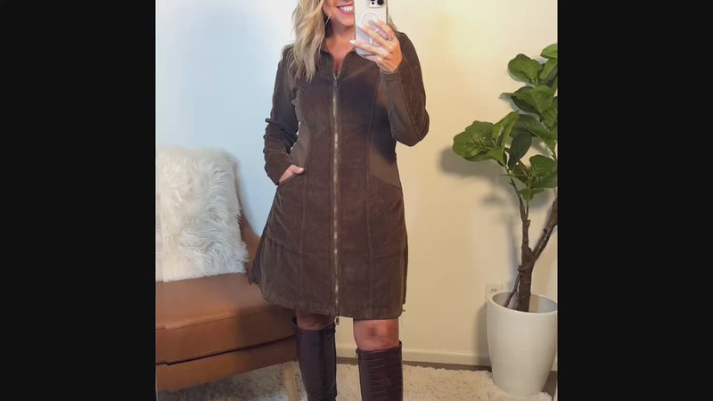 XCVI Uzma Corded Jacket Dress : Brownish Green