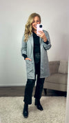 Always On The Go Roll Tab Sleeve Herringbone Coat : Grey