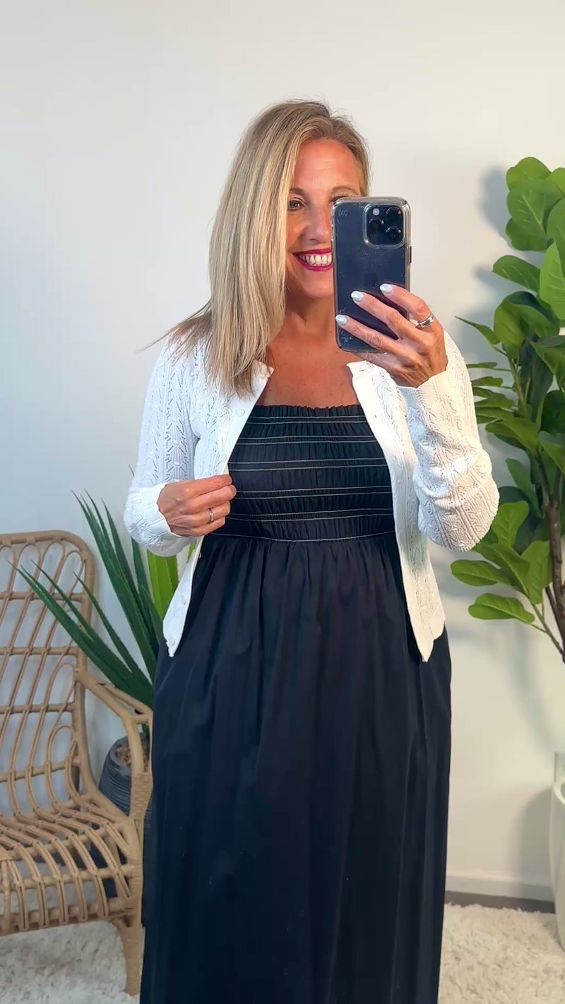 Agnetha Lightweight Pointelle Cardigan : Off White