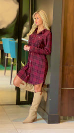 Loveland Soft Plaid Dress : Burgundy