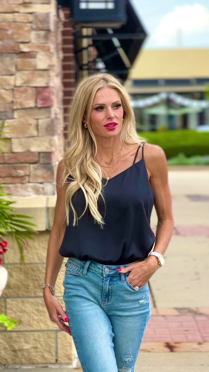 Leila Double Strap Tank Top : Black