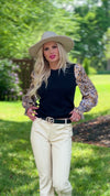 Life's A Wonderland Floral Sleeve Sweater : Black/Gold