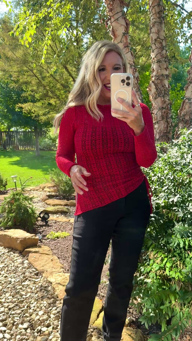 Vonda Knit Lace Top : Red