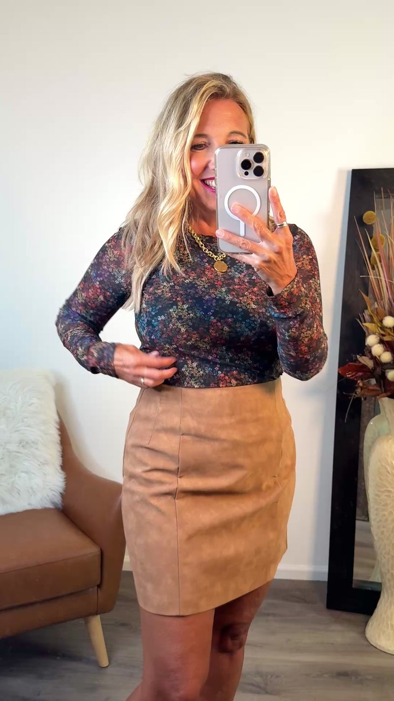 Charlie B Francesca Floral Mesh Top : Multi