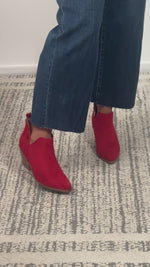 Ari Faux Suede Ankle Boots : Red