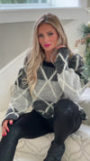 A Point In Time Criss Cross Fuzzy Sweater : Black/Grey/Ivory