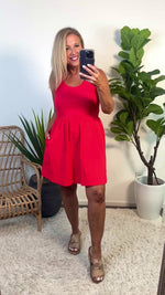 Emilijah Contrast Tank Mini Dress : Cherry