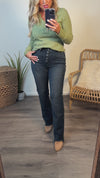 Gemini High Waist Judy Blue Straight 5 Button Jean : Dk Blue