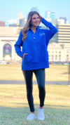 Lula Fleece Embroidered Game Day Snap : Blue