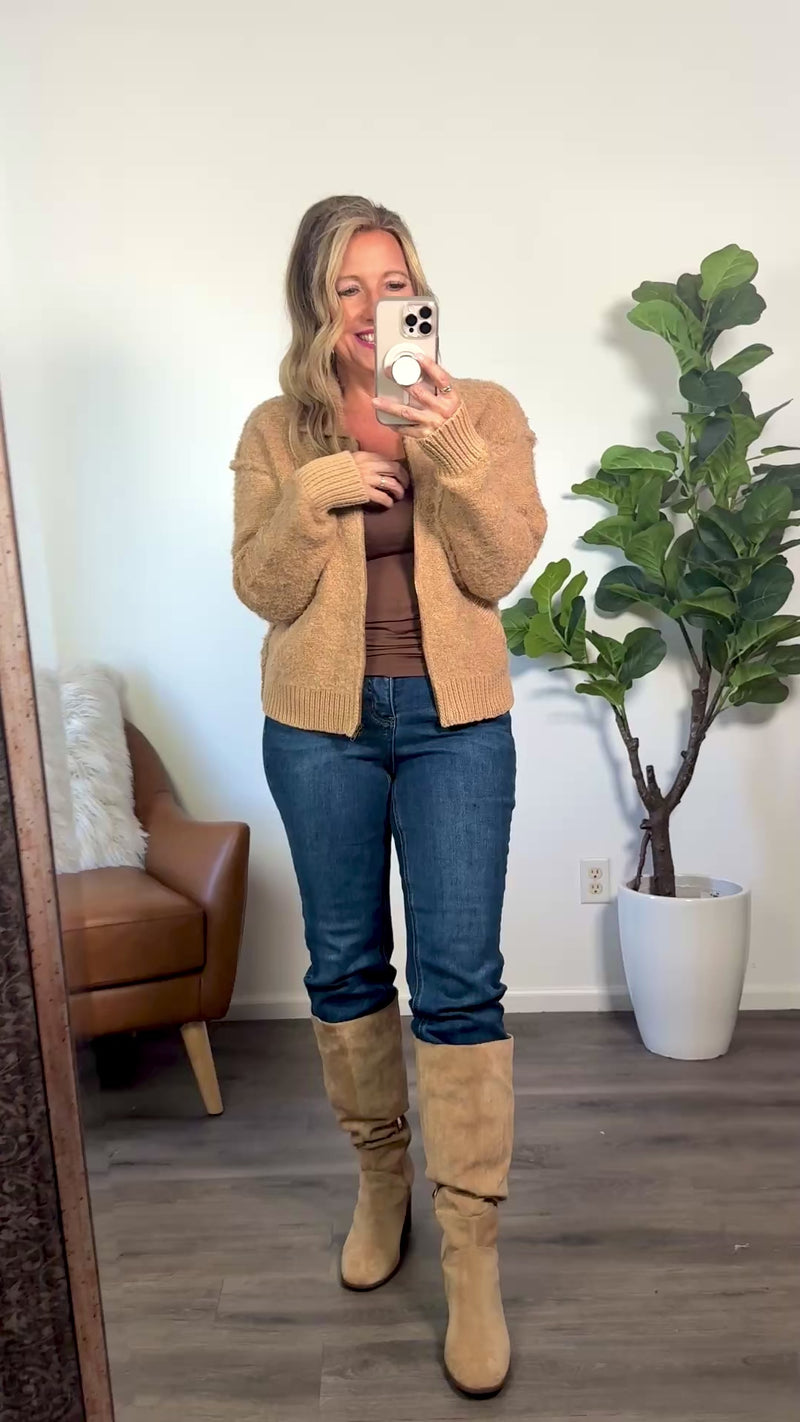 Kaelie Zip Up Sweater Jacket : Latte