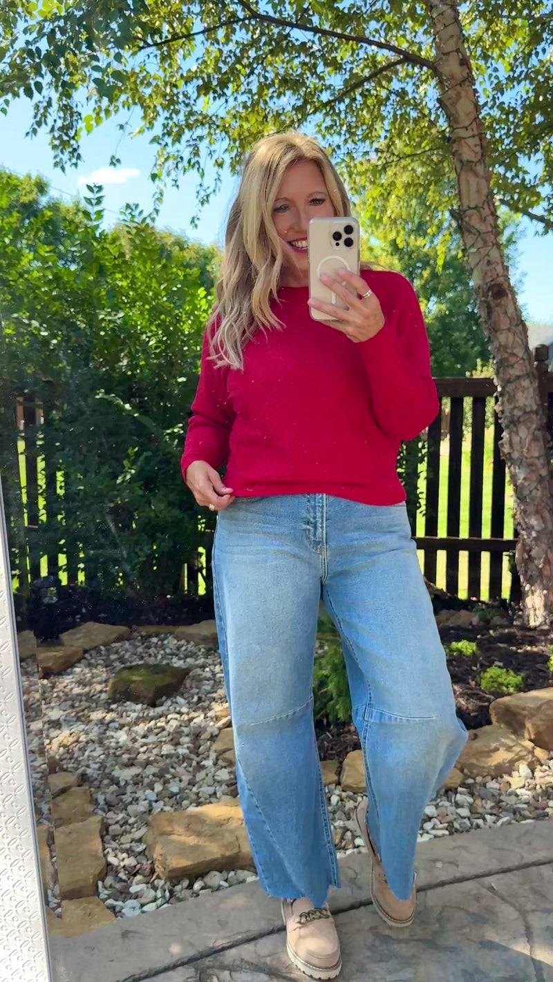 Twila Textured Sweater : Red