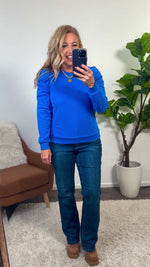 Finlay Ruched Sleeve Knit Top : Cobalt