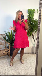 Braylin Crochet Mini Dress : Raspberry