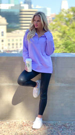 Thea Vintage Wash Long Pullover : Lilac