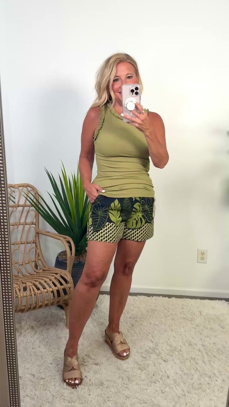 Charmaine Rib Knit Tank : Lt. Olive