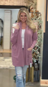 Cozy All Day Open Front Soft Cardigan : Dusty Pink
