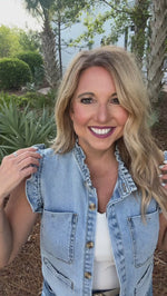 Jupiter Denim Ruffle Sleeve Vest : Denim