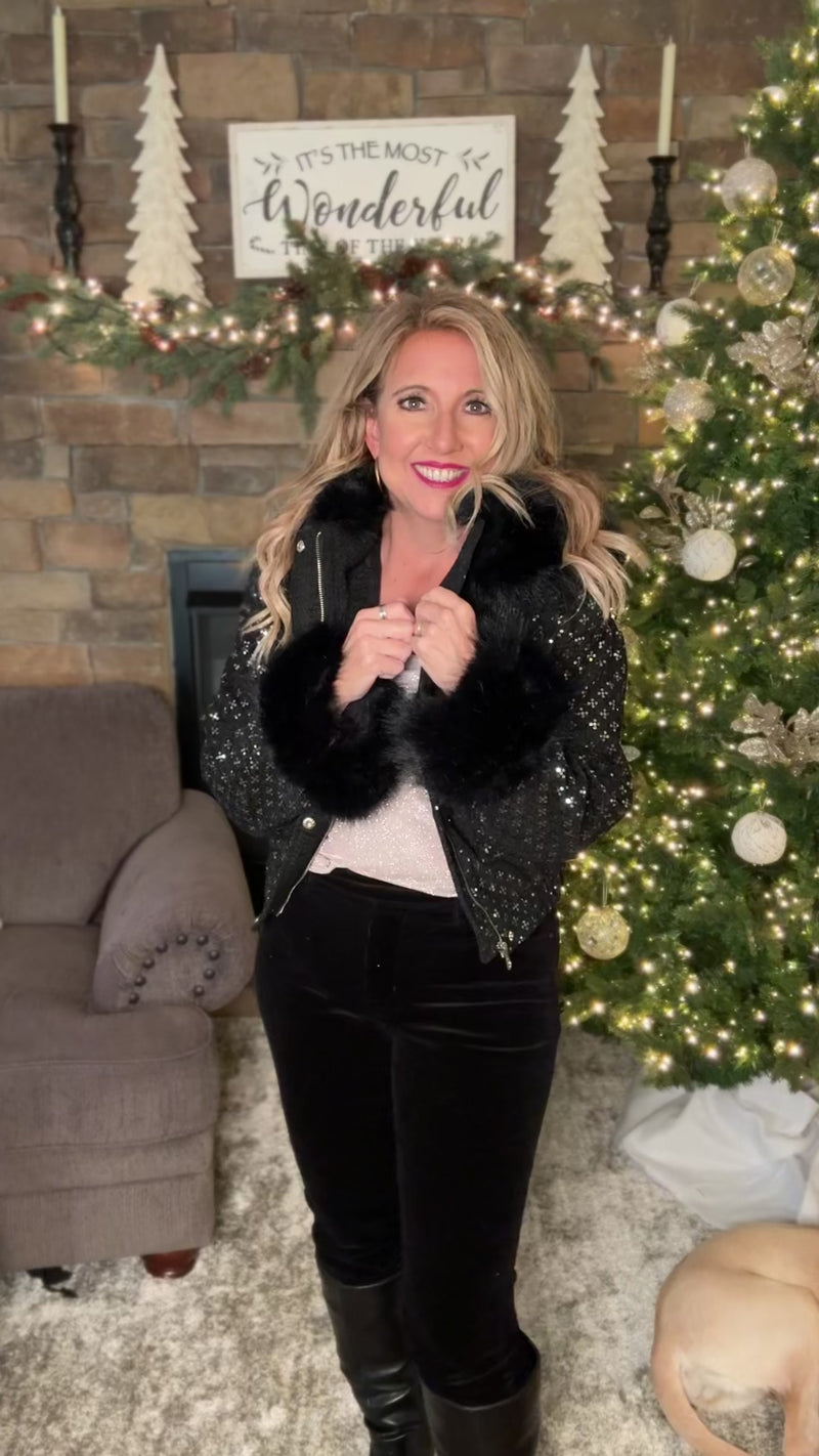 Contessa Sequin Jacket : Black