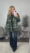 Tribal Sophie Double Breast Plaid Fuzzy Coat : Green