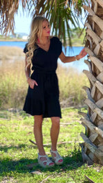 Tribal Brodie Cap Sleeve Dress : Black
