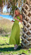 Moon River Braelyn Mixed Media Midi Dress : Green