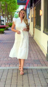 Natalia Ruffle Sleeve Eyelet Midi Dress : Off White