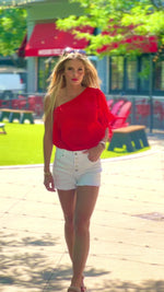 Livia Off the Shoulder Blouse : Red