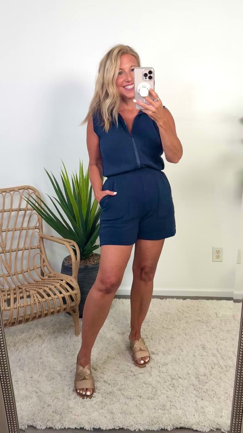 Reese Soft Modal Romper : Navy