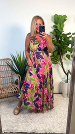Tribal Brylee Sleeveless Plisee Dress : Teaberry