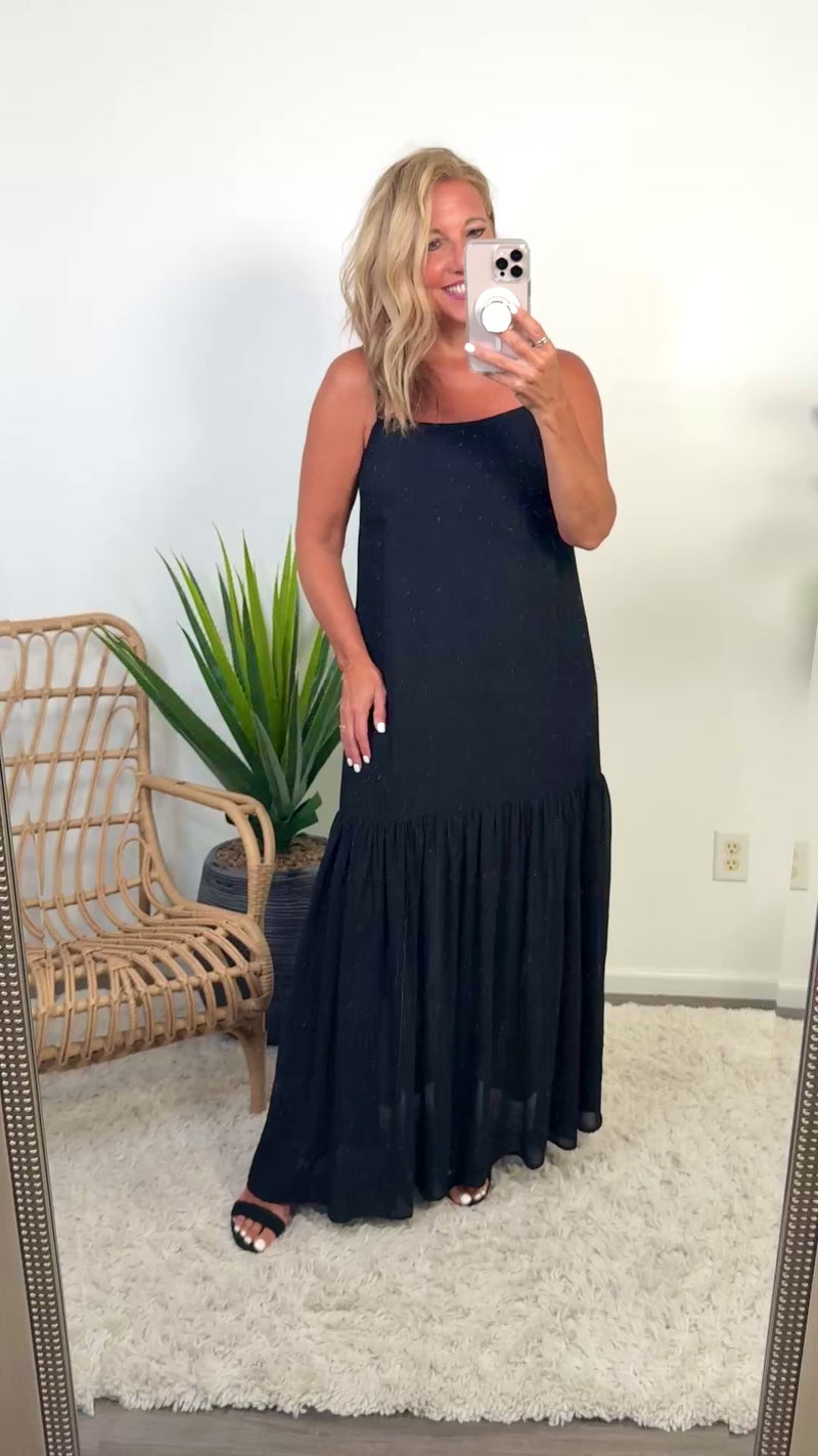Largo Mixed Media Cami Maxi Dress : Black