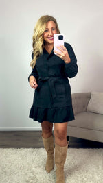 Velvet Heart Bethany Ruffle Trim Shirt Dress : Black