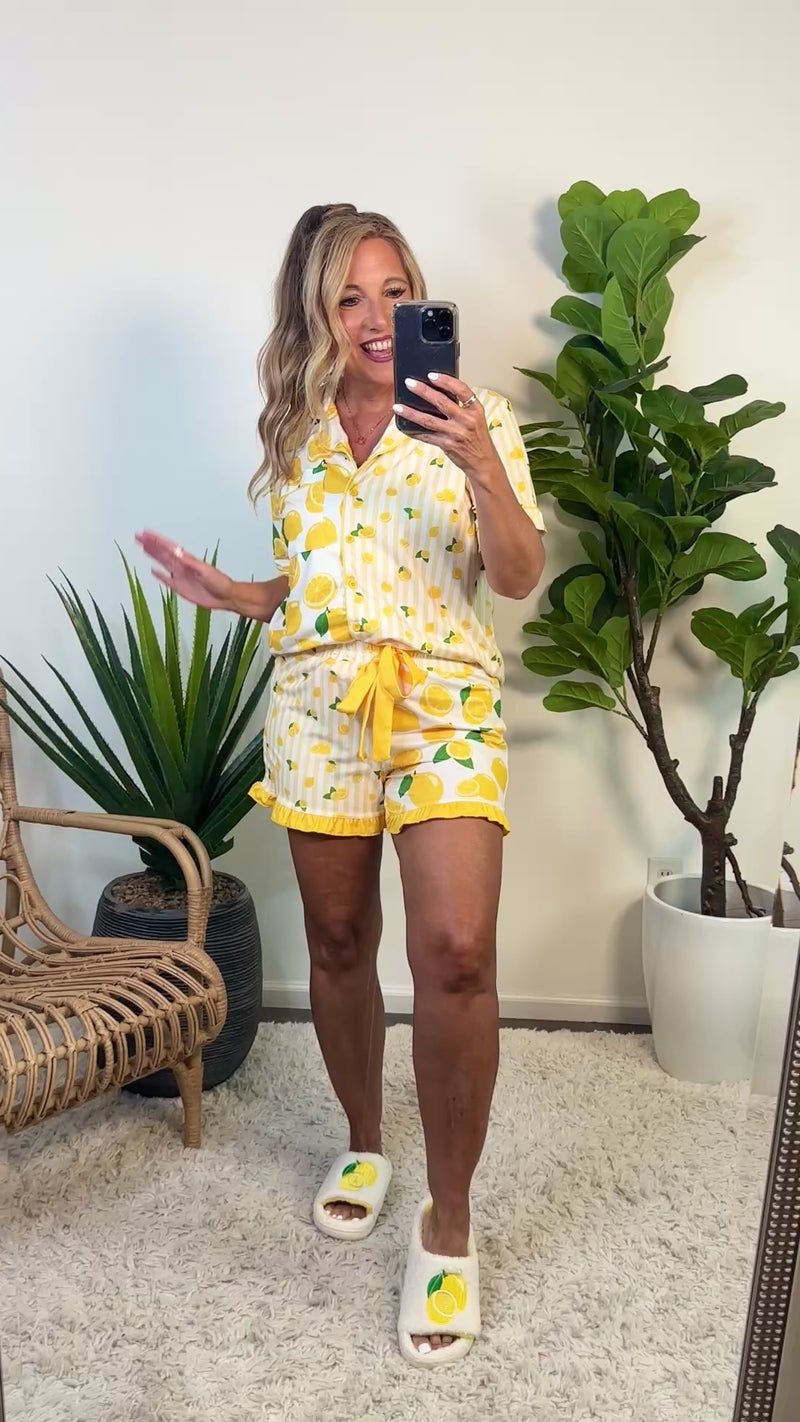 Lemon Drop Ruffle Pajama Set : Lemon