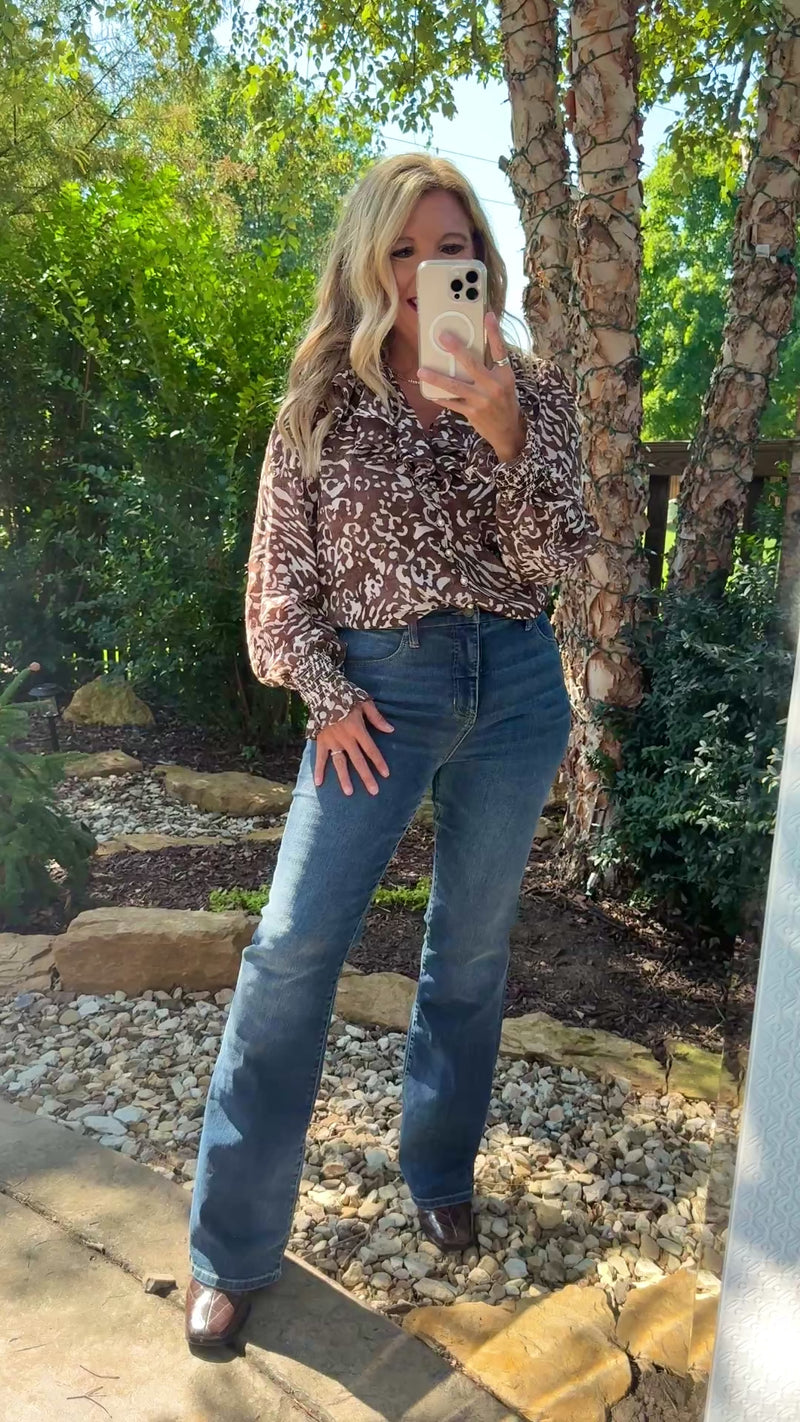 Teigen Animal Print Top : Brown