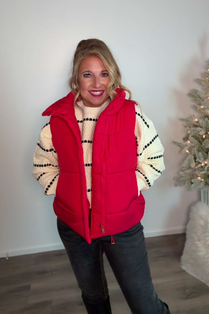Gianina Puffer Vest : Red