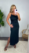 Glamour Gal Cross Back Fitted Maxi Dress : Black
