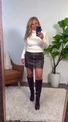 Gabriela Mini Leather Skirt : Dark Brown