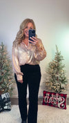 Glimmer Long Sleeve Blouse : Gold