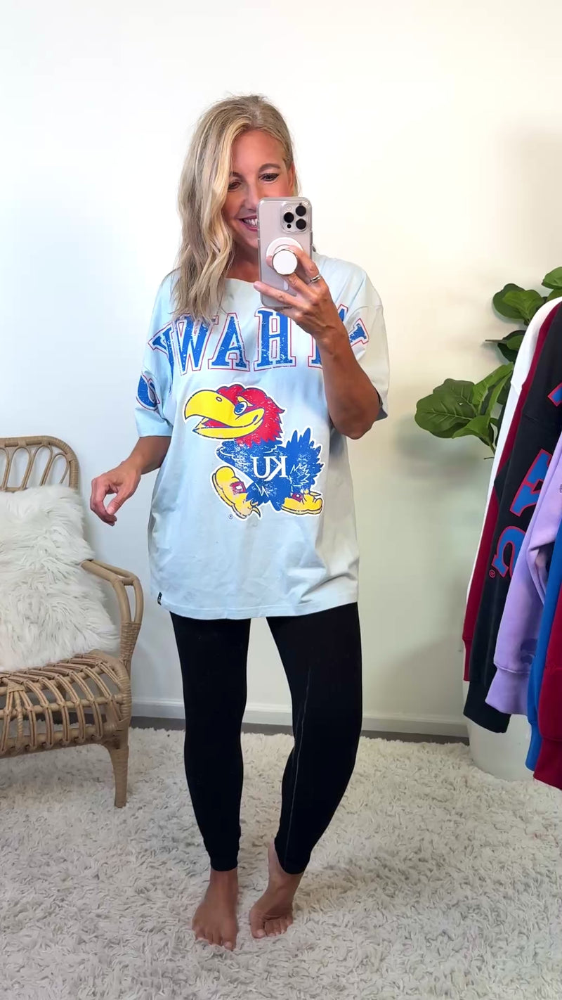 KU South Split Oversize Tee : Pale Blue