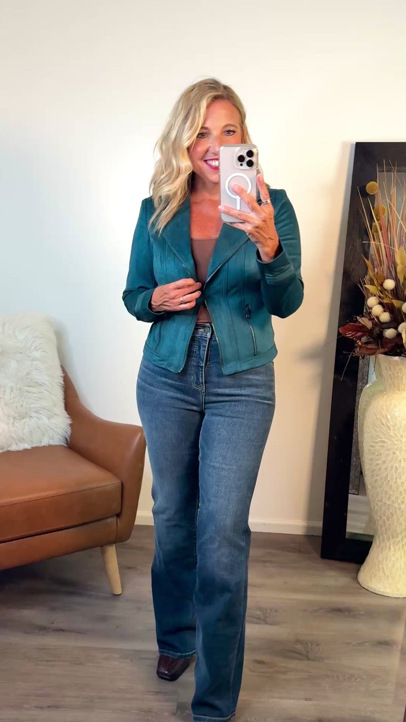 Charlie B Kesia Faux Suede Jacket - Evergreen