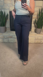 Klarissa Front Pocket Ponte Flare Lined Pants : Navy