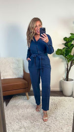 Velvet Heart Genevieve Long Sleeve Jumpsuit : Navy