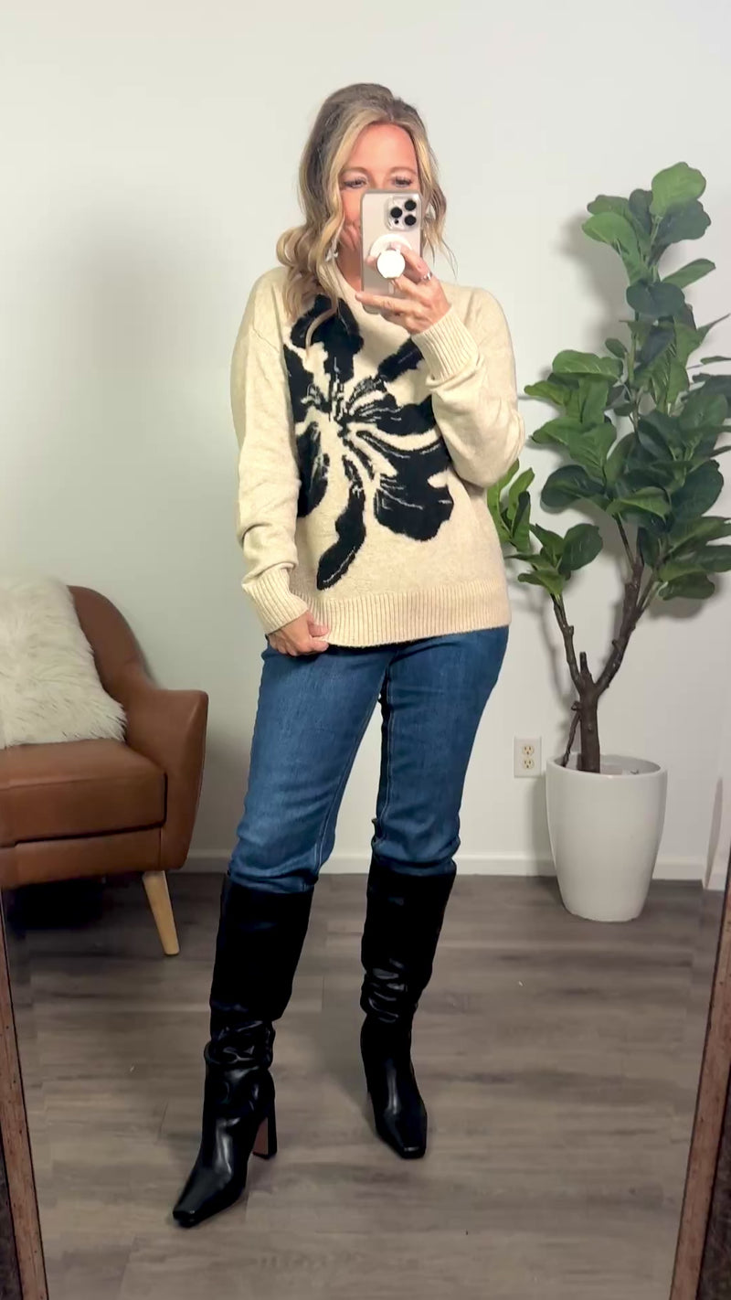 Charlie B Akia Long Sleeve Crew Neck Sweater : Beige