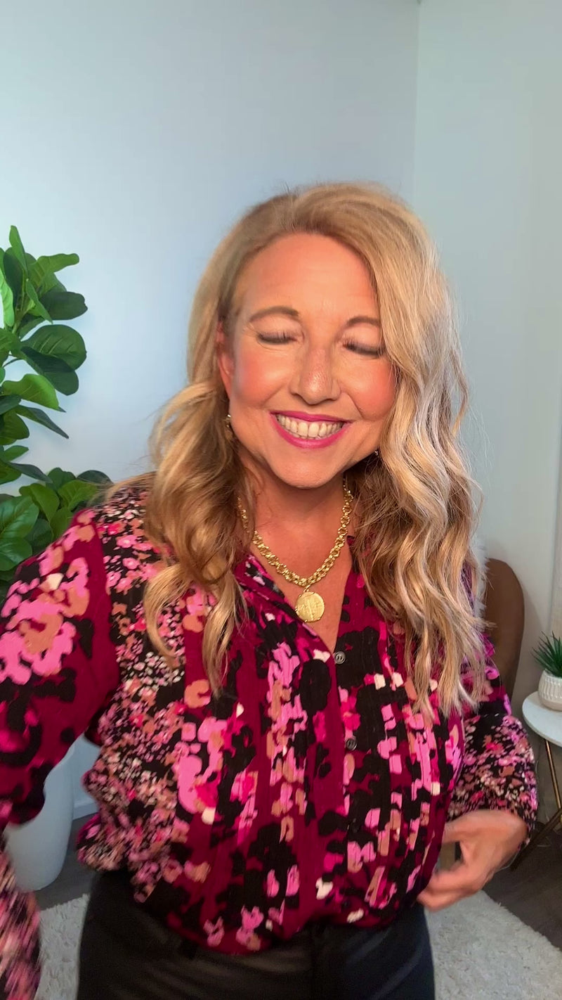 Tribal Cecelia Button Down Blouse : Port Wine