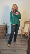 Janice Woven Knit Sweater : Pine Green