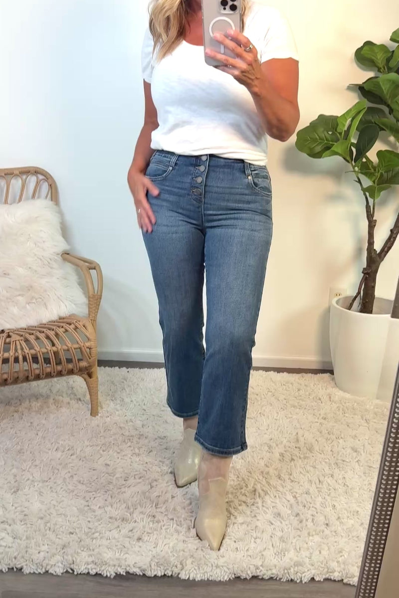 Liverpool Gia Crop Flare w/ buttons : Neola