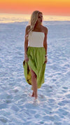 Moon River Jamarni Fold Over Mixed Media Dress : Sage